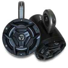 Kicker Marine KMTES Black Towers Loaded with 2 6.5" JVC Marine Coaxial Speakers.
