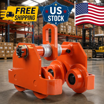 4400 Lbs/2 Ton Load Capacity Steel Push Beam Trolley with Dual Wheels Adjustable