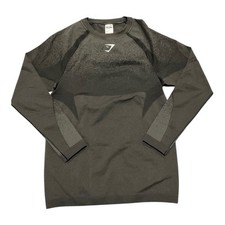 Gymshark Shadow Seamless Long Sleeve Tee Medium Muscle Fit Black Workout Top