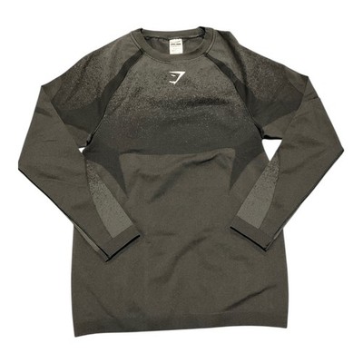 Gymshark Shadow Seamless Long Sleeve Tee Medium Muscle Fit Black