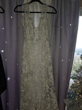 Vintage Hand Made White Long Dress With Train. Hand Beaded Never Worn. 