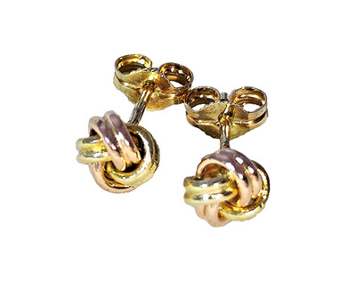 Timeless 14k Gold 585 1950s Love Knot Stud Earrings Hallmarked