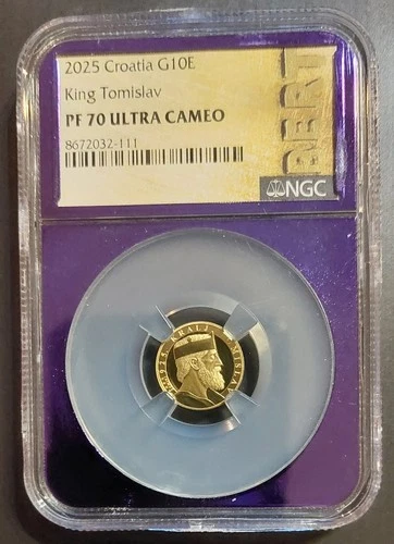 ✰ 2025 CROATIA Gold 1/16 OZ 10 Euro ✰ NGC MS70 ✰ Perfect Coin ✰ King Tomislav ✰
