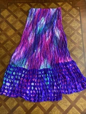 Vintage Sheer Silk Scarf Stole Boho Hand Dye Art to Wear Maximalist Purple Pink