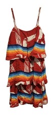 Farm Rio Tucano Tiered Parrot Mini Dress Red Size Small