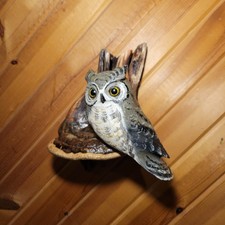 Casey Edwards Wood Carving Screech Owl Birds Of Prey Original Wild Bird Artwork 