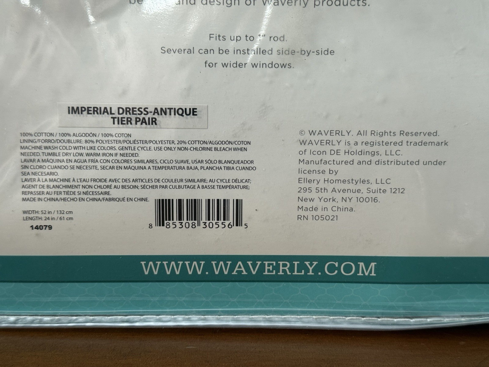 NEW Waverly Imperial Dress Antique Tier Pair Curtains L52"x24”