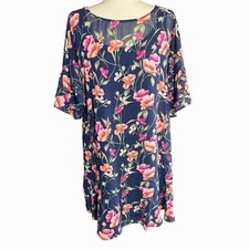 Lauren Ralph Lauren Floral-Print Ruffled Dress Sz 12 Blue Feminine Whimsical