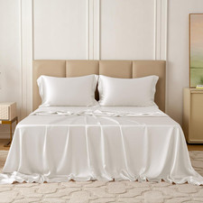 Luxury 4-Pc Silk Sheet Set, 100% Mulberry Sil...