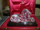 Steuben Glass Lion w/Red Box - Signed - Lloyd Adkins Design - VG Condition