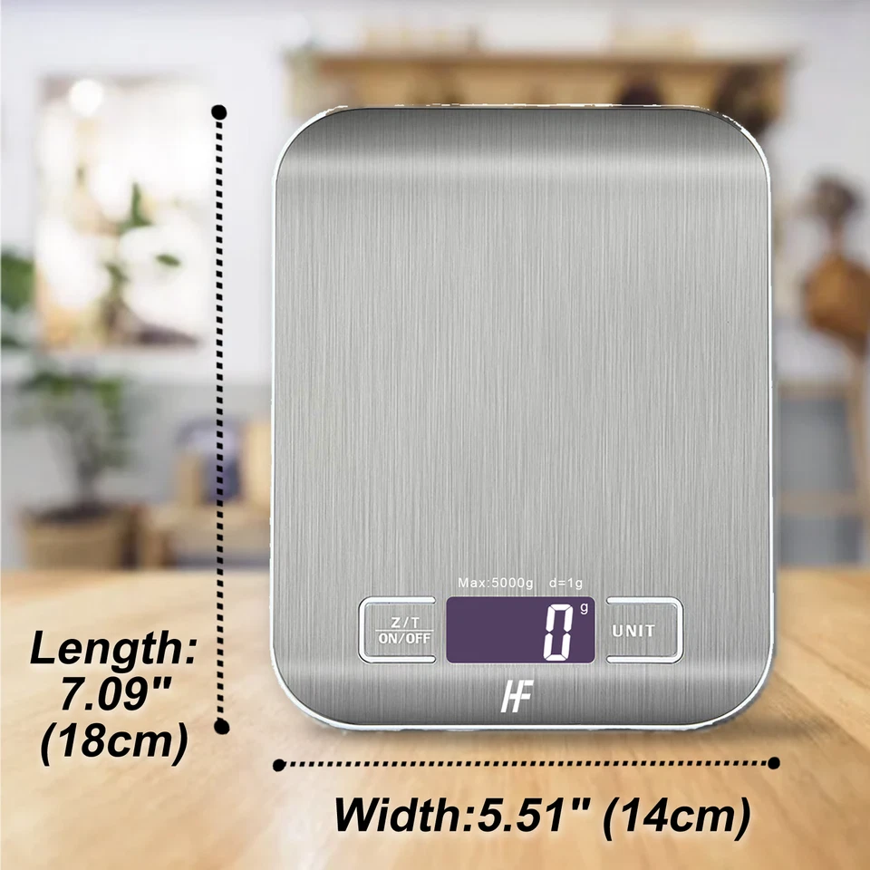 Kitchen Food Scale 5kg/1g Digital Electronic Stainless Steel LCD Backlit Tare - image 4 of 4