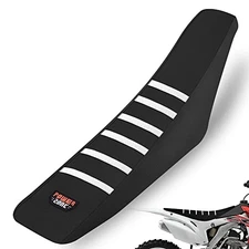 White Stripe Universial Seat Cover for Dirt Bike - Motorcycle Motorcross Black