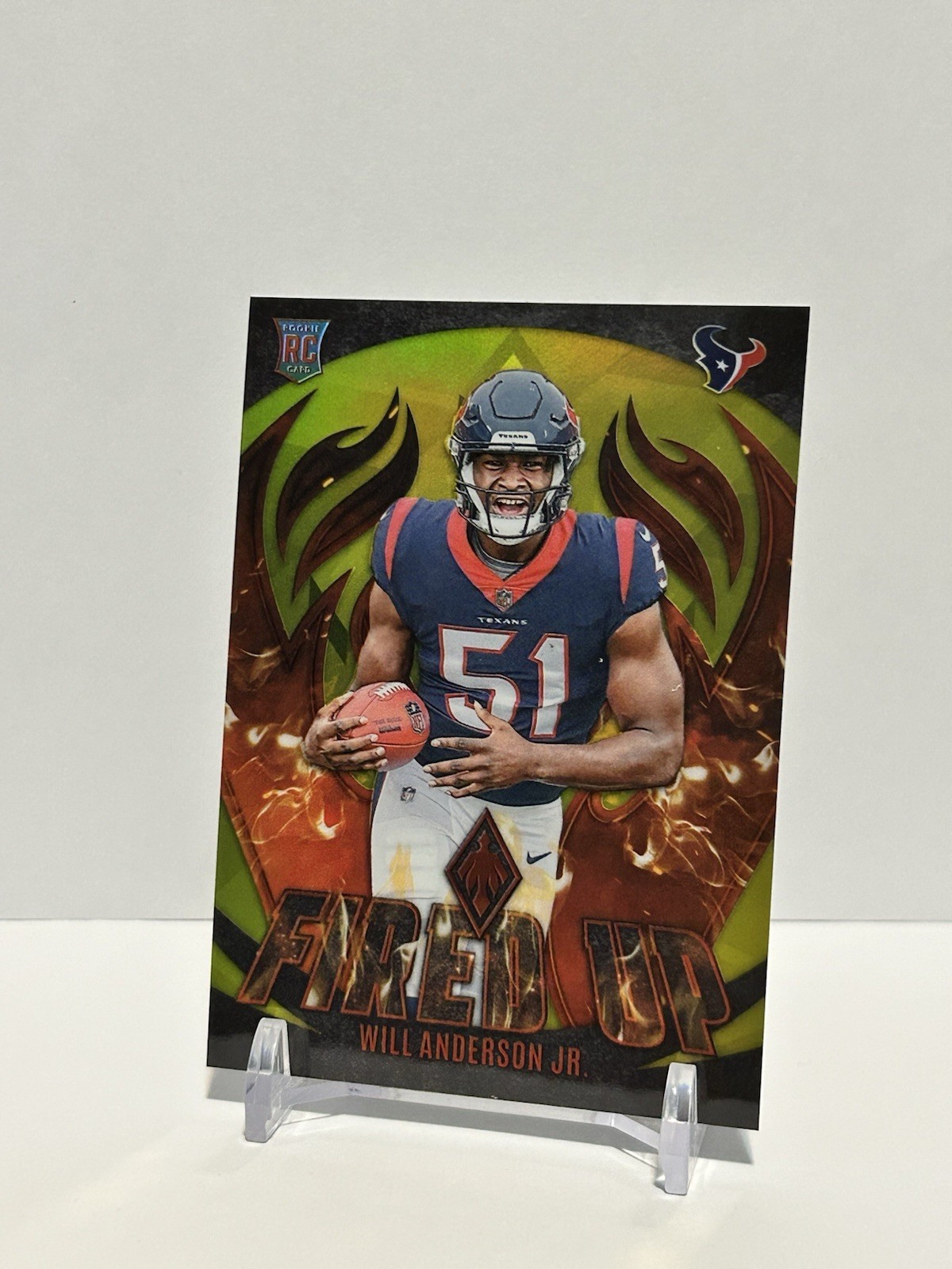 2023 Panini Phoenix Will Anderson Jr RC Fired Up Yellow Prizm #'d/50