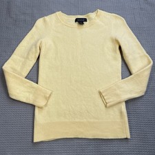 Tahari 2-Ply Cashmere Sweater Small XS Pale Yellow Crewneck