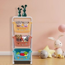 3-Tier Rolling Cart Stackable Utility Storage Trolley Serving Cart w/ Baskets