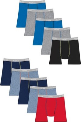 Hanes Boys Underwear Boxer Briefs 10 Pack, Cotton Stretch Underwear for Boys