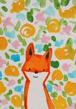 Aceo Original Mixed Media Painting Fox