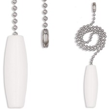 Aeknewo 2 Pack 12-inch Ceiling Fan Pull Chain, 3mm Beaded Ball Medium, White