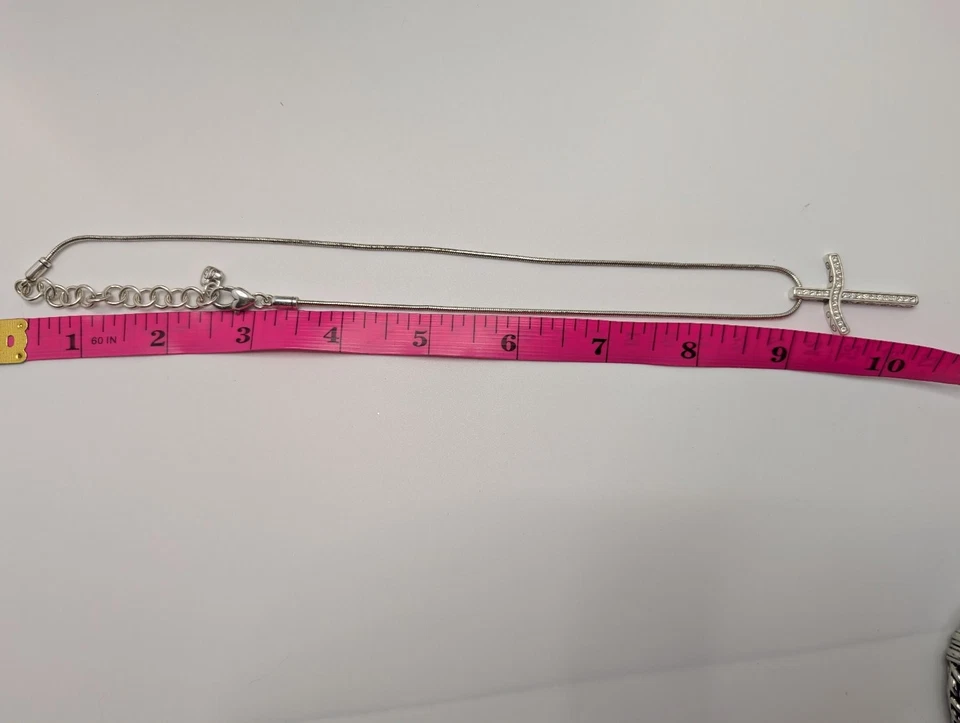 Brighton Cross Pendant Necklace 18 Inch Silver Tone Rhinestone - Image 4 of 4