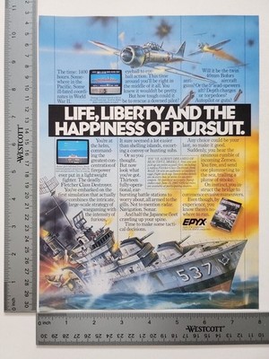 Epyx Destroyer Vintage 1980S Computer Game Print Advertisement
