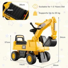 Storage Kids Ride on Digger Functional construction Excavator Toy W/ Under Seat