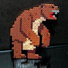 Perler Angry Bear Sprite Pixel Bead Art Handmade Retro Gamer Decor Gift