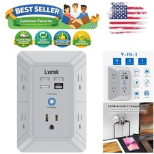 5-Outlet Surge Protector with 4 USB Ports  Smart Charging - Wall Mountable