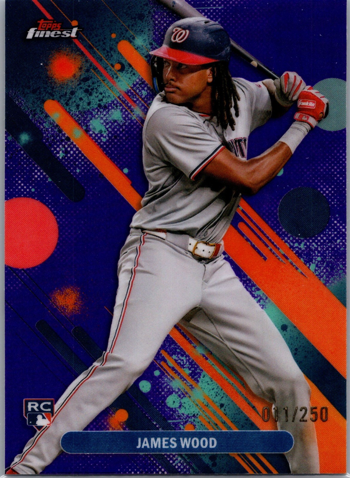 2025 Topps Finest - Common James Wood #100 Purple Refractor /250 (RC)
