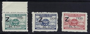 Bolivia, 1930, Scott #C24-C26, Airmails, Cplt. Set, Mint, N.H., Signed by Expert