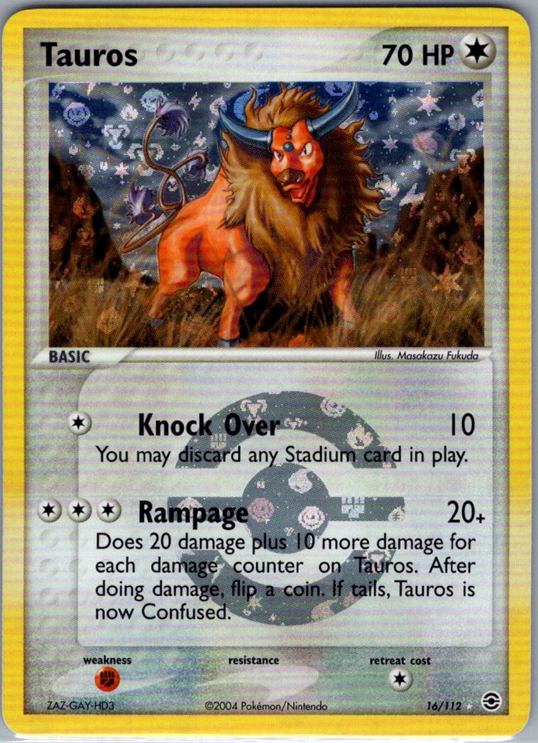 Tauros 16/112 Reverse Holo FireRed & LeafGreen - Pokemon Card - NM