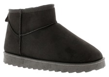 Platino Donna Stivali Caviglia Naomi Slip On Nero Taglia UK