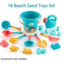 18pcs Kids Beach Toy Set Sand Pit Bucket and Spade Castle Molds Outdoor Toy