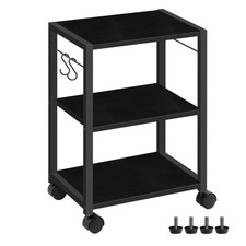 3-Tier Rolling Printer Stand with Storage Shelf for Home Office, Black