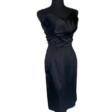 Vintage Little black Dress Tulip bodice Satin 1950s Hollywood glam Pin up