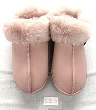 Women New LC Blush Faux-Fur Lined/Trim Slip-On Slipper Shoes Size M 7-8 