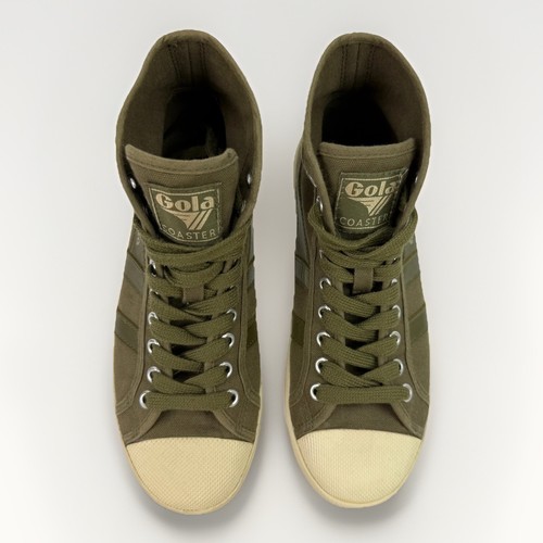 Gola Womens Anthropologie Coaster High Top Trainers Sneakers Sz 6 Green Grunge - Picture 2 of 15