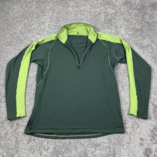 Patagonia Quarter Zip Base Layer Large Stretch Outdoors Hiking Colorblock Green