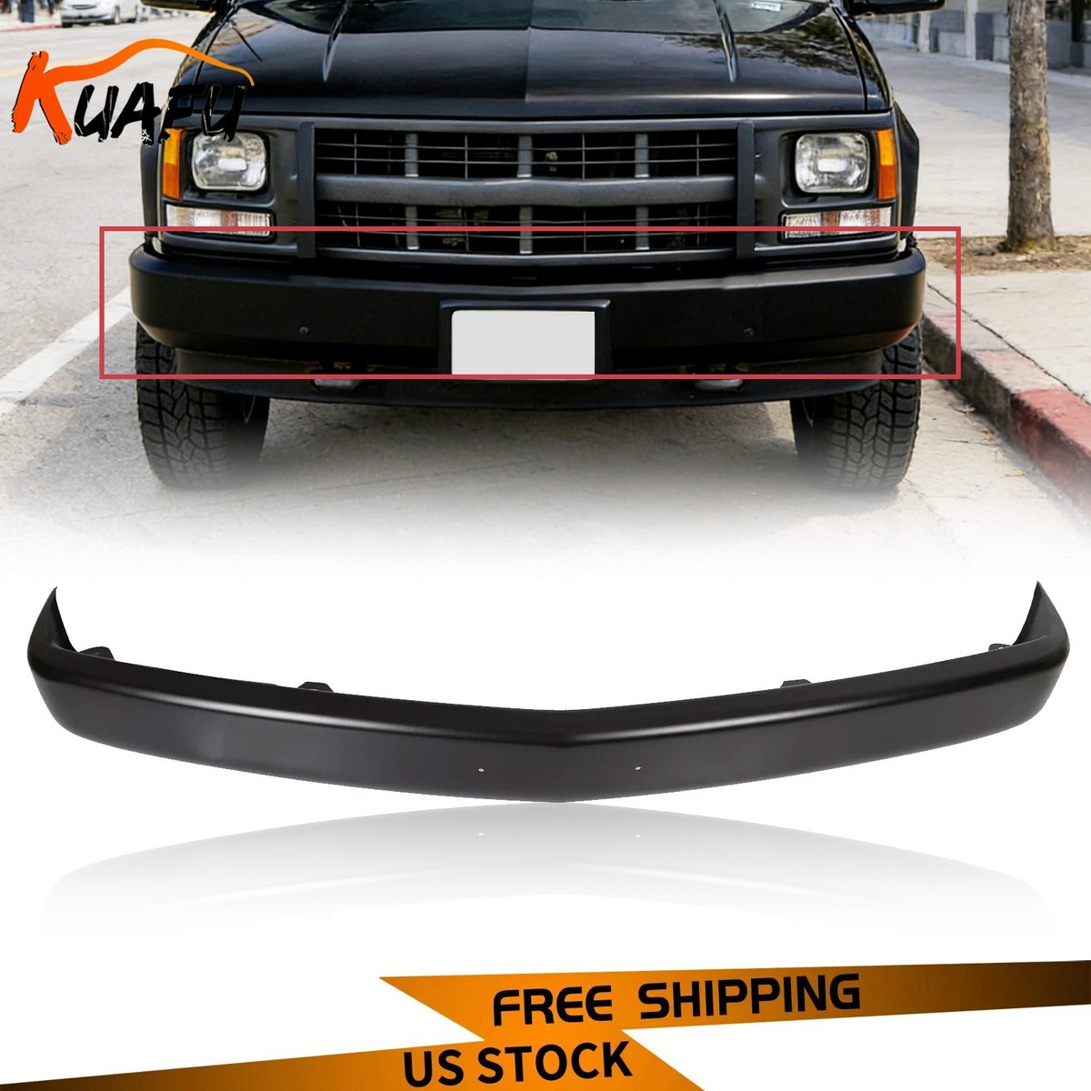 Front Bumper Face Bar for 88-98 chevy C1500 K1500 with License