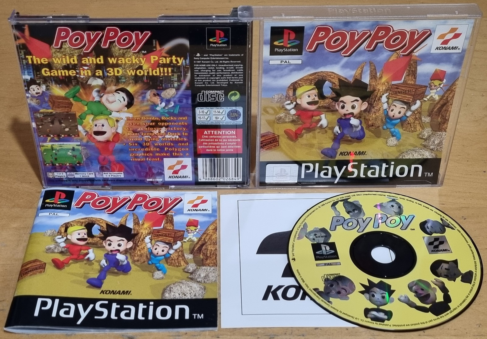 Poy Poy for Sony PS1 Playstation 1 Complete In Mint Collector's Condition Konami
