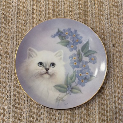 1988 Hamilton Collection CAT PLATE Forget-Me_Not Petals & Purrs Bob Harrison 