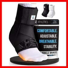 Ankle Brace for Women  Men - Lace Up Adjustable Support with Side Stabilizer...