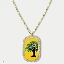 Gorgeous Colorful Tree of Life Pendant Necklace Chain Photo Dog Tag Chain Gift D