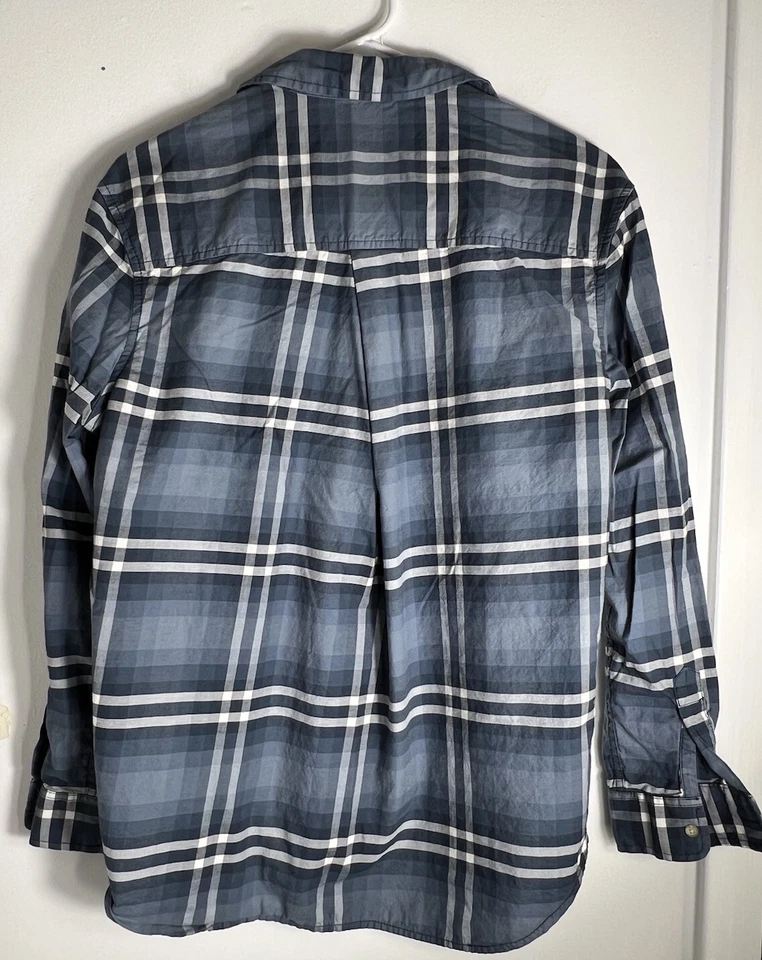 Camisa Pendleton a Cuadros para Mujer Talla Pequeña Algodón Occidental Azul Abotonada Foto 2 de 4