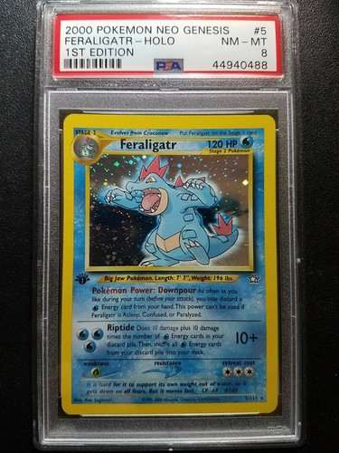 Pokemon PSA 8 1st Edition Neo Genesis Feraligatr Holo Rare (5/111) NEAR MINT