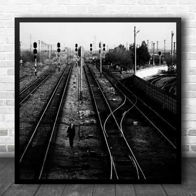 Piatra Olt Rumänien Schienen Bahnhof Train Rail Square Print