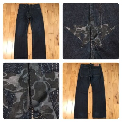 【入手困難✨】青山限定A BATHING APE CAMO DENIM デニム Aoyama limited BAPE camo star denim pants BAPE STA A Bathing