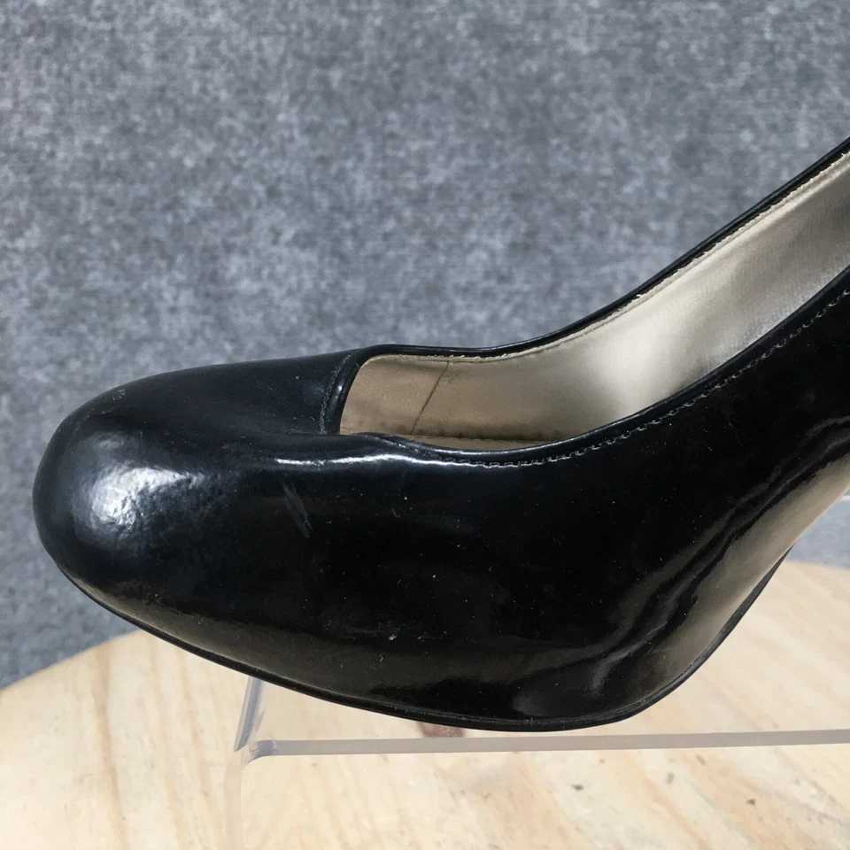 Zapatos Fioni para mujer 9 zapatos de salón negros charol cómodos informales tacones de aguja Foto 3 de 4