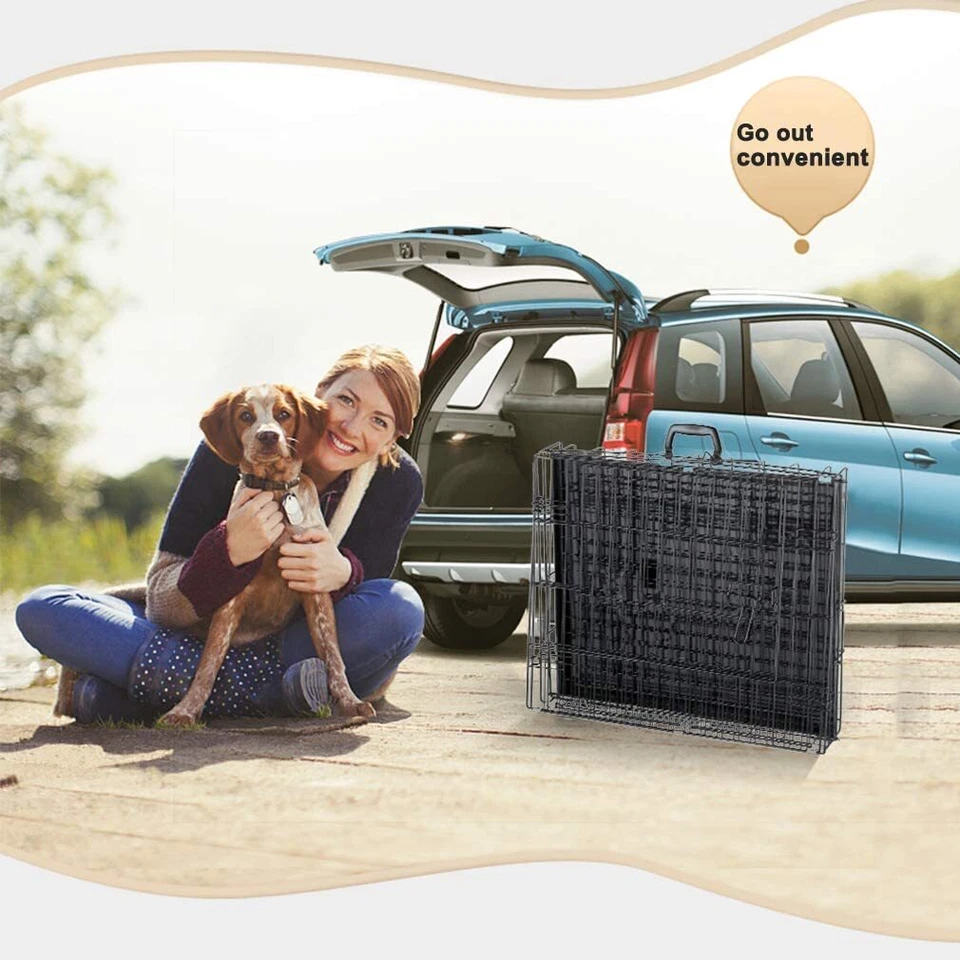 Cajas de alambre mental plegables de 30 pulgadas para perros grandes perreras para perros Foto 3 de 4