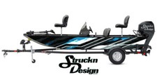 Retro Cyan Teal Tech Black White Vinyl Graphic Decal Kit Fish Boat Wrap USA