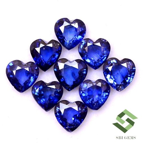 5x5 mm Natural Blue Sapphire Heart Shape Cut Lot 10 Pcs 4.95 CTS Loose Gemstones - Picture 2 of 6
